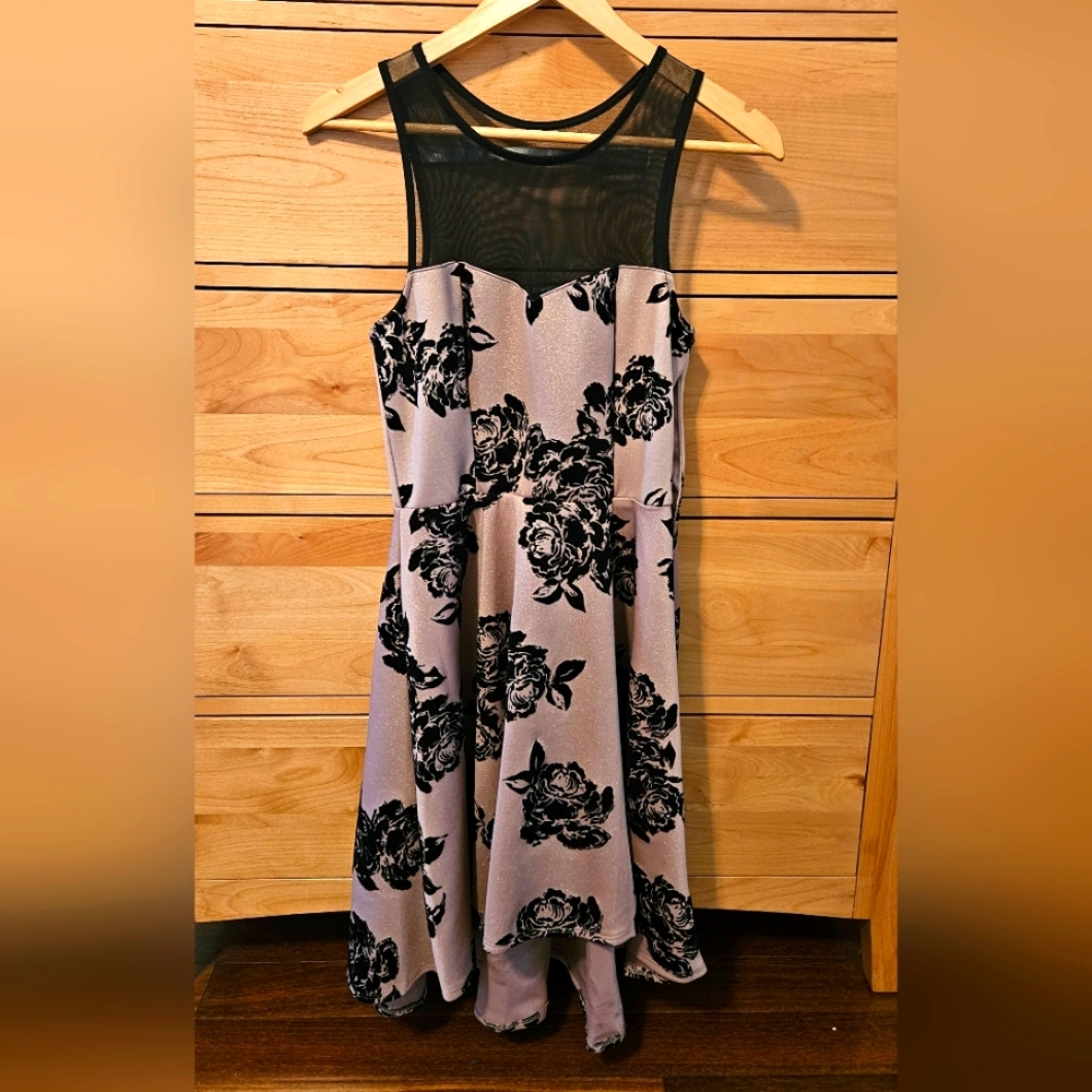 Black And Lavender Floral Dress